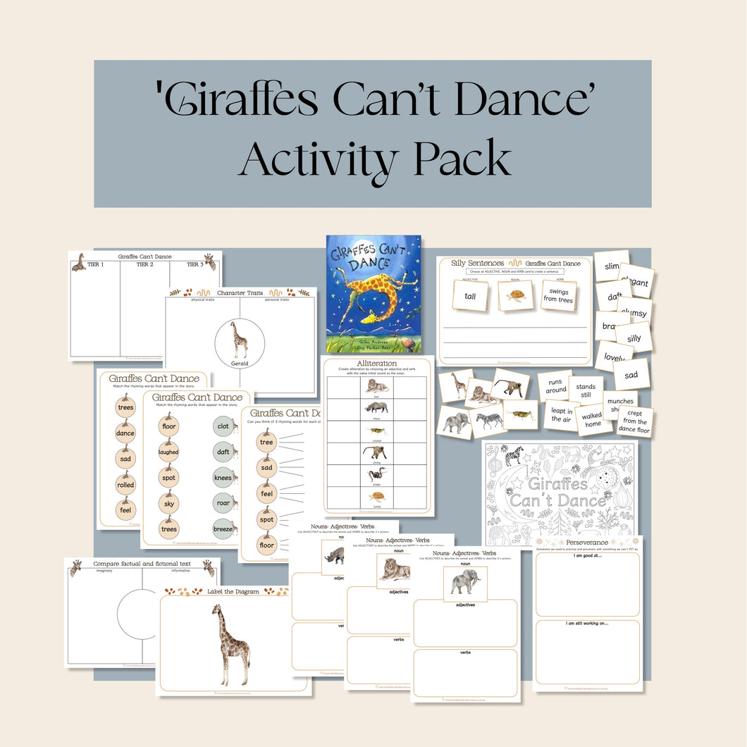 'Giraffes Can't Dance' Activity Cards