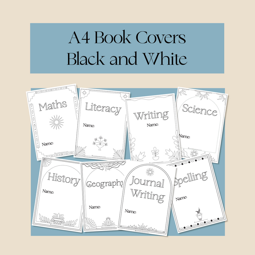 A4 Book Covers- Black and White