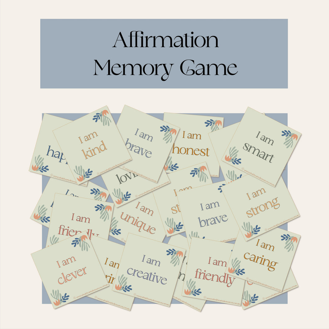 Affirmation Card Memory Game