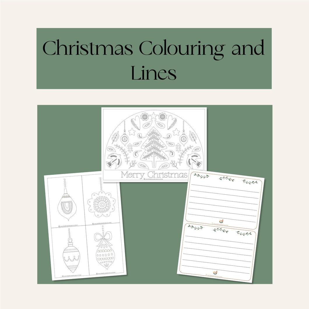 Christmas Colouring and Writing Lines- FREEBIE