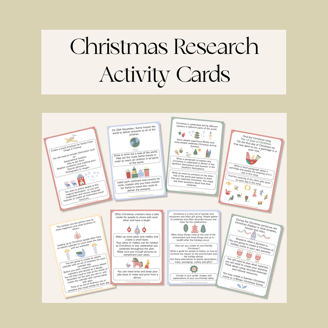 Christmas Research Activity Cards