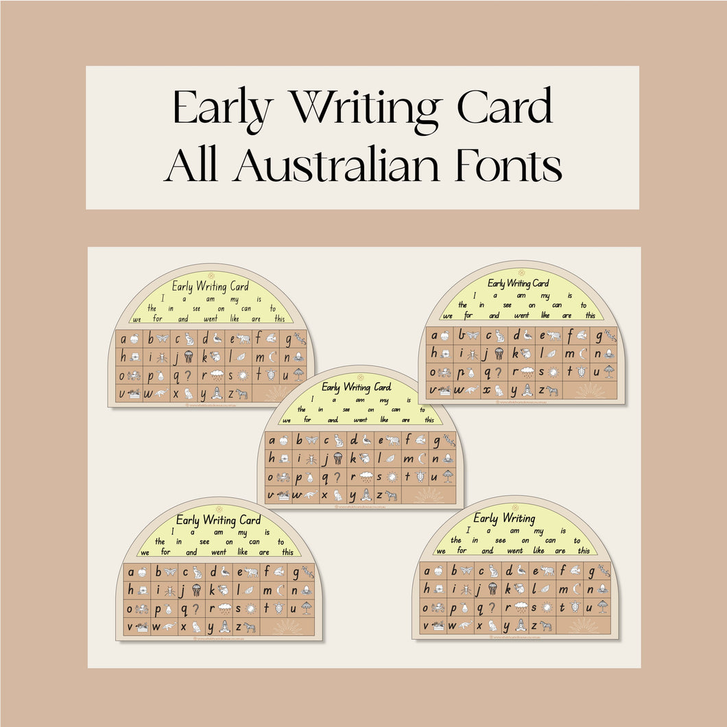 Early Writing Card- All Australian Fonts