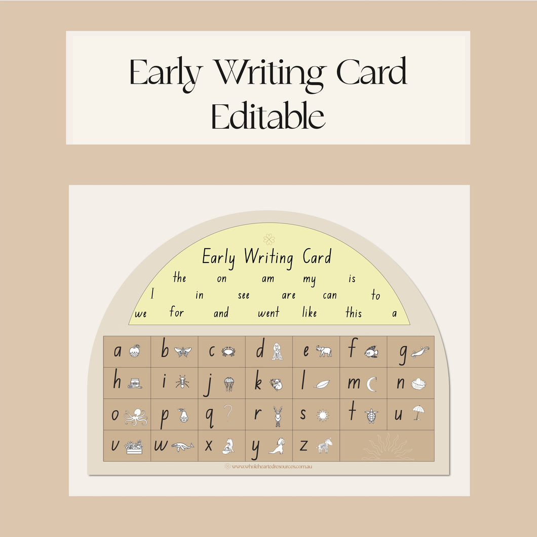 Early Writing Card- Editable Font