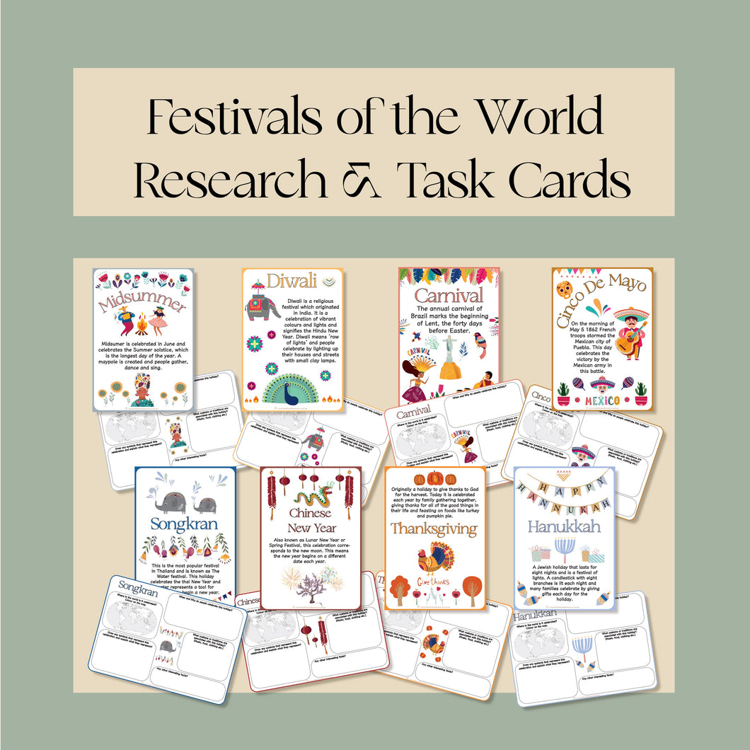 Festivals of the World Research and Task Cards