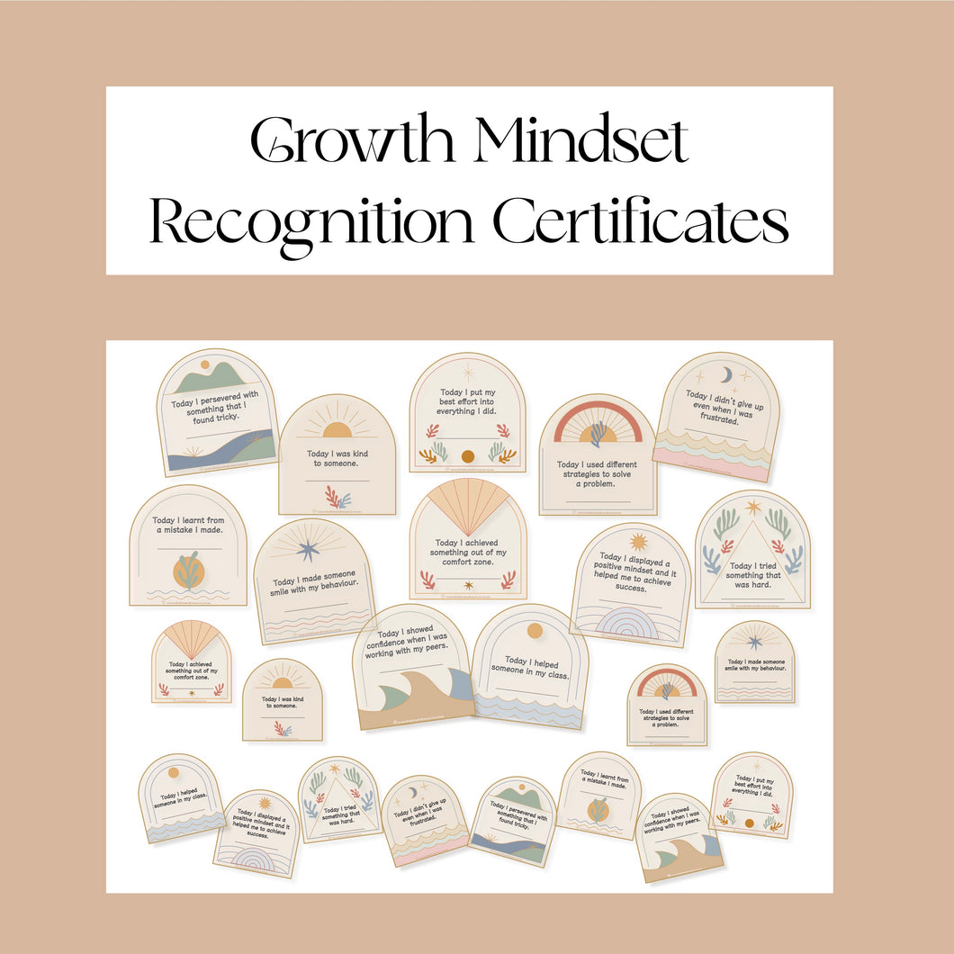 Growth Mindset Recognition Certificates