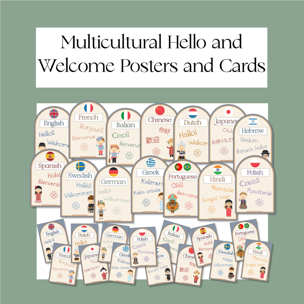 Multicultural Hello and Welcome Posters and Cards