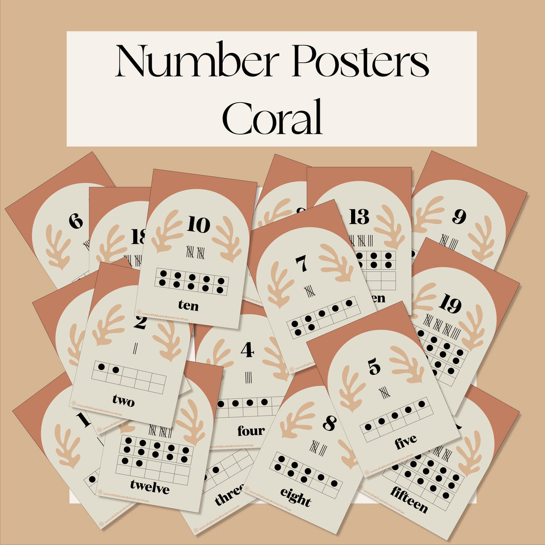 Number Display 1-20- Coral