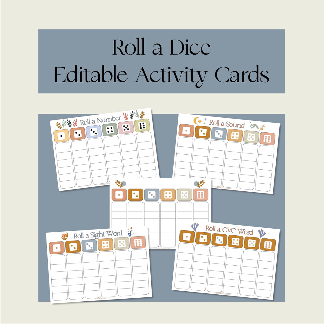 Roll a Dice Editable Activity Cards