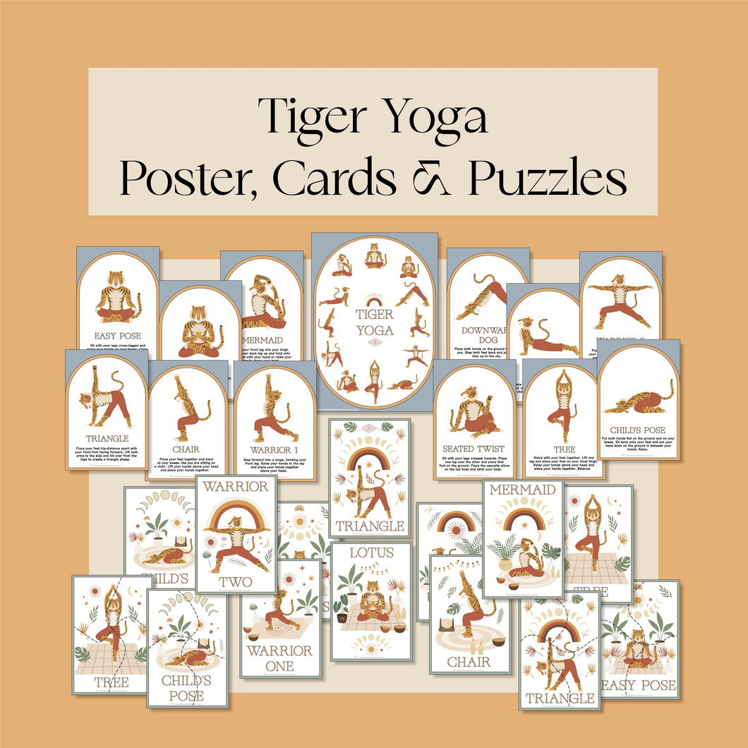 Tiger Yoga- Poster, Cards and Puzzles